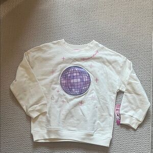 Disney White Sweatshirt with Purple Disco Ball
